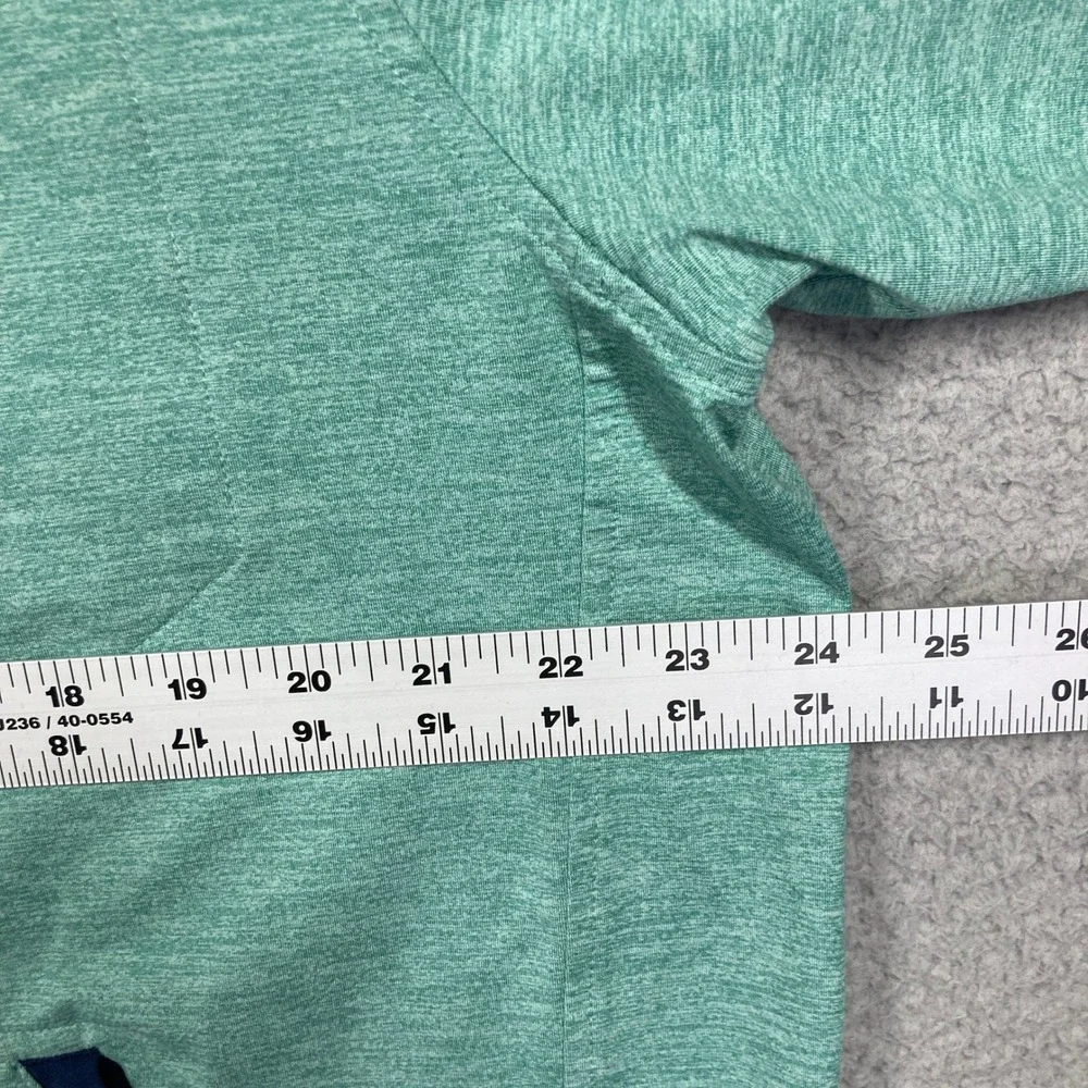 Lands' End Quarter Zip Pullover‎ Mens Large Teal Heather Navy Stretch Pocket